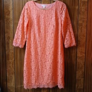 London Times Lace Dress with 3/4 Sleeves